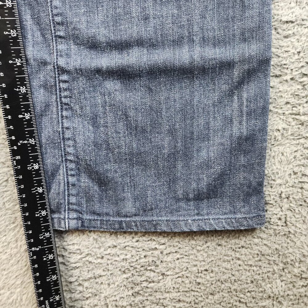 Women's Bootcut Mid Rise Dark Wash Jeans Size 14 Blue Embroidered Embellished - Picture 7 of 9